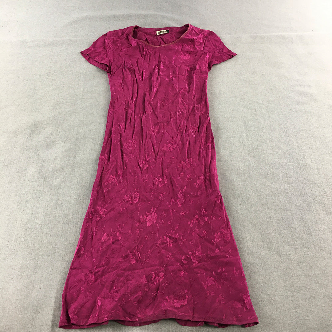 Yessica By C&A Womens Midi Dress Size S Hot Pink Floral