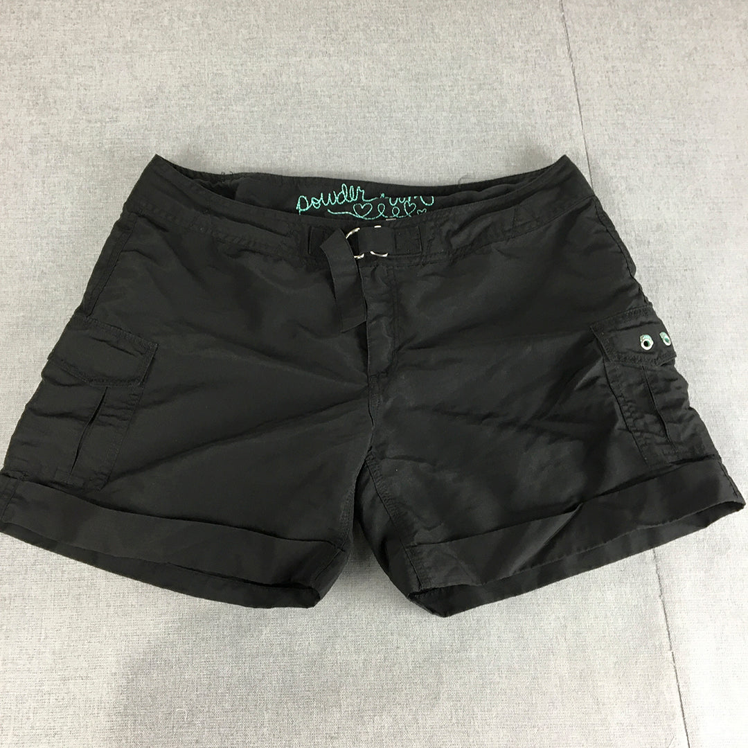 Powder Room Womens Cargo Shorts Size 32 Black Pockets