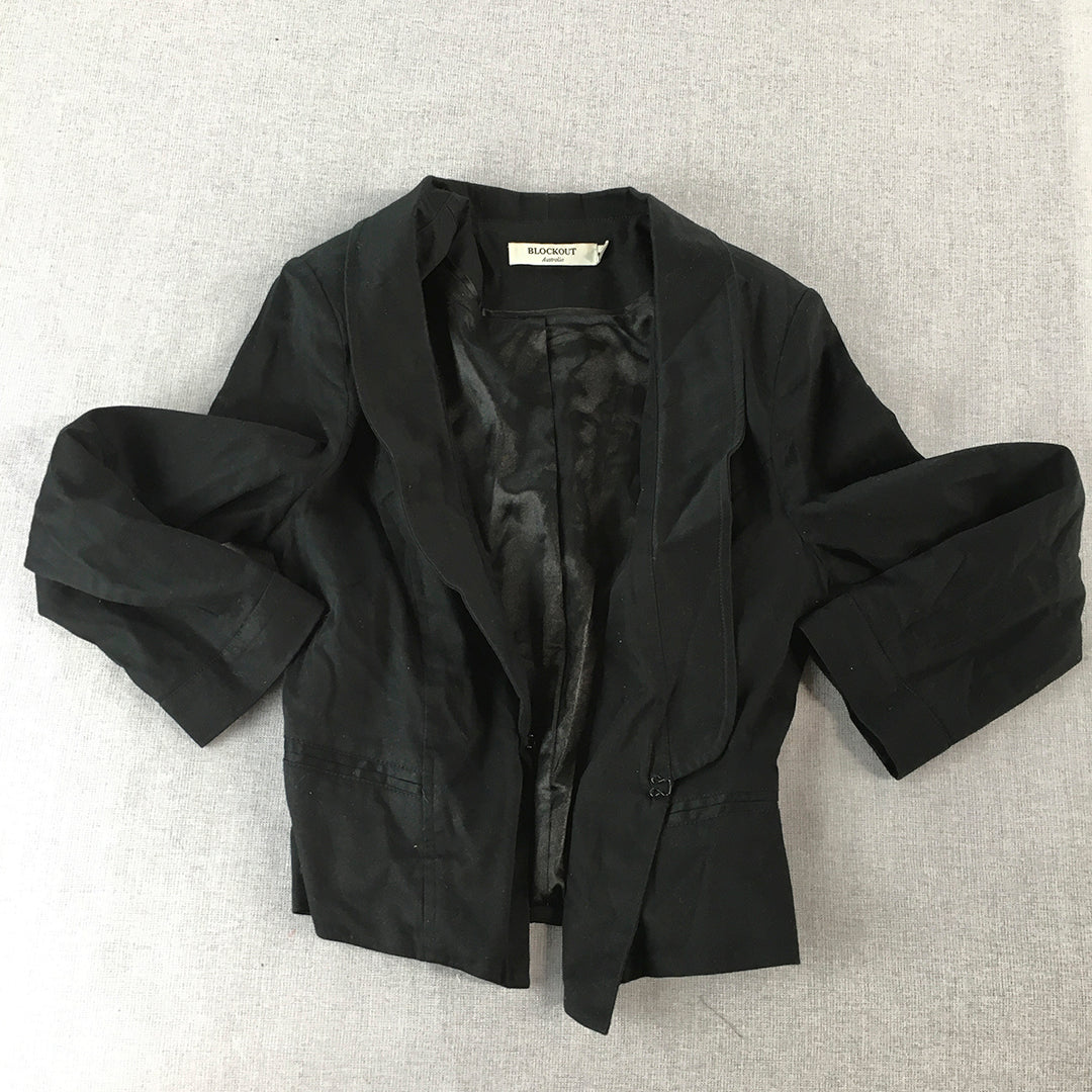 Blockout Womens Blazer Size 10 Black Clasp Closure Collared Coat