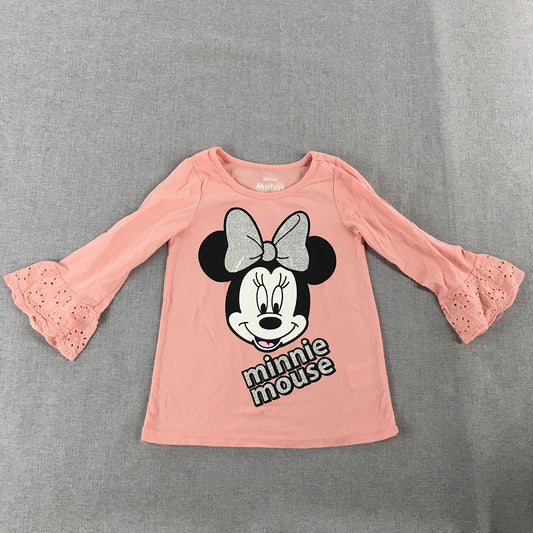 Disney Minnie Mouse Kids Girls Top Size 6 Pink Long Sleeve Pullover Shirt