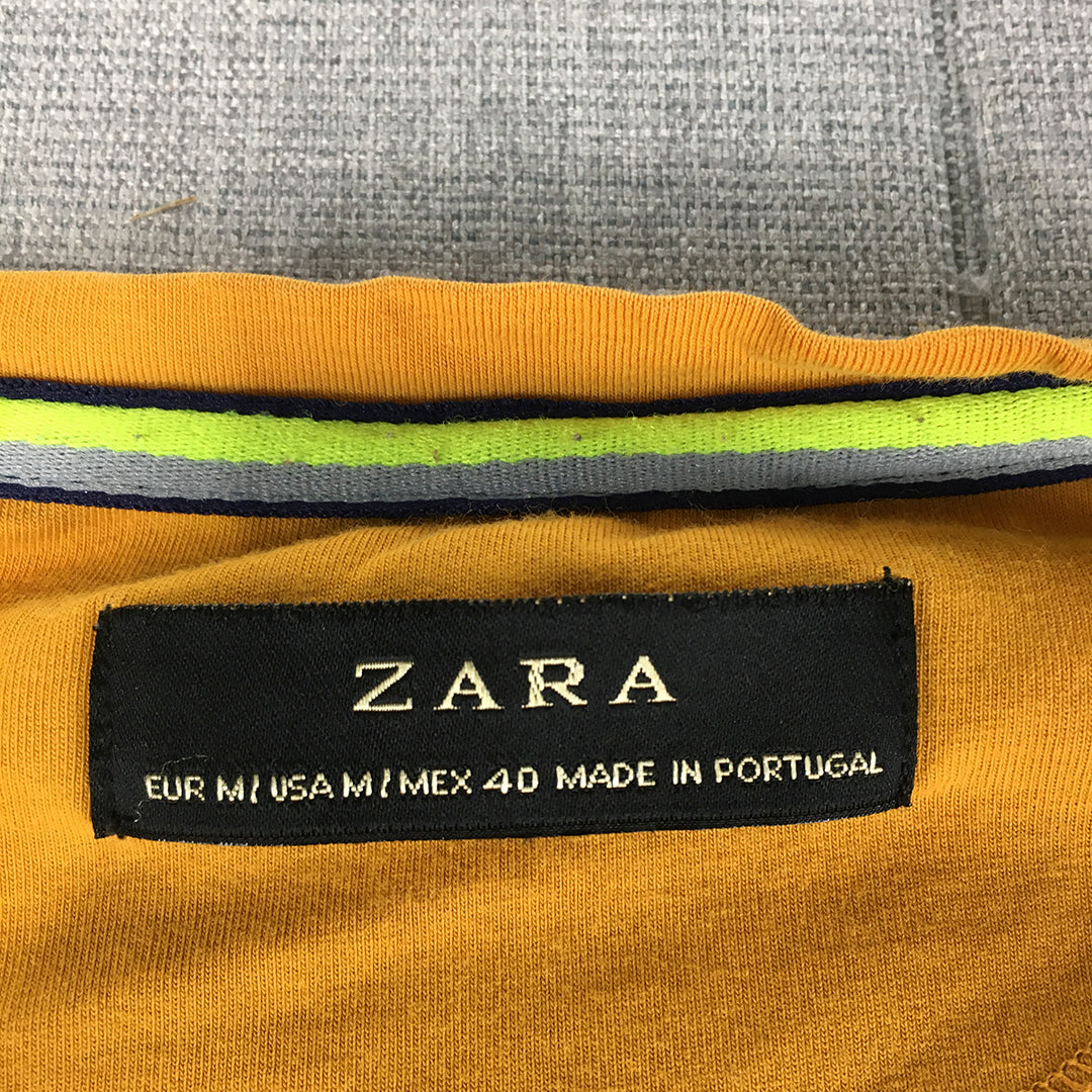 Zara Womens Shirt Size M Yellow Long Sleeve Crew Neck Pullover Shirt