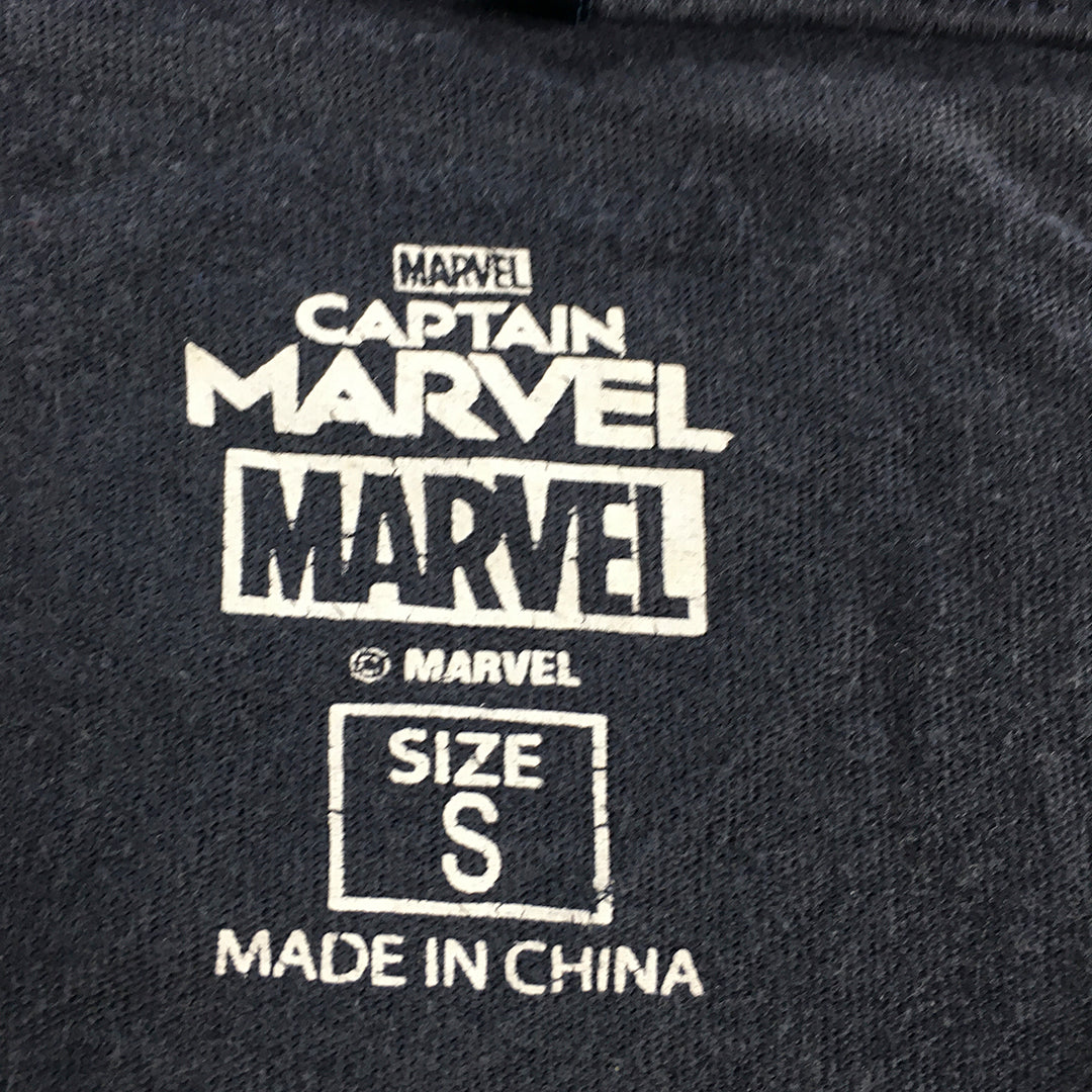 Captain Marvel Mens T-Shirt Size S Navy Blue Logo Short Sleeve Tee