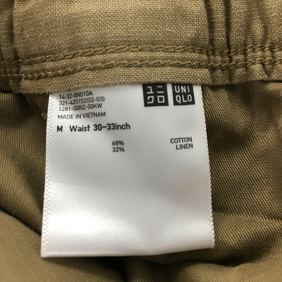 Uniqlo Mens Shorts Size M Brown Elastic Waist Pockets Chino