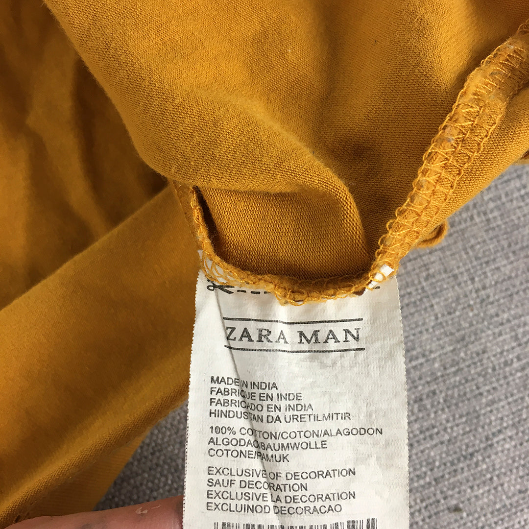 Zara Womens Shirt Size M Yellow Long Sleeve Crew Neck Pullover Shirt