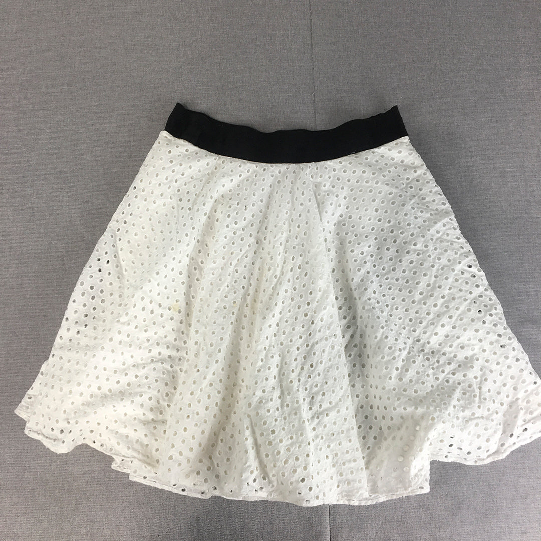 Code Womens Mini Skirt Size 30 White Elastic Waist A-Line