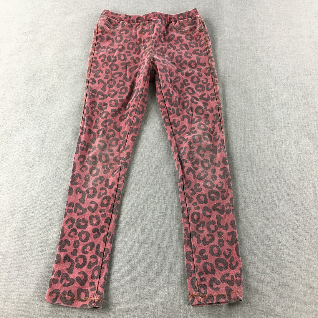 Zara Kids Girls Pants Size 11 - 12 Years Pink Animal Print Stretch Elastic Waist