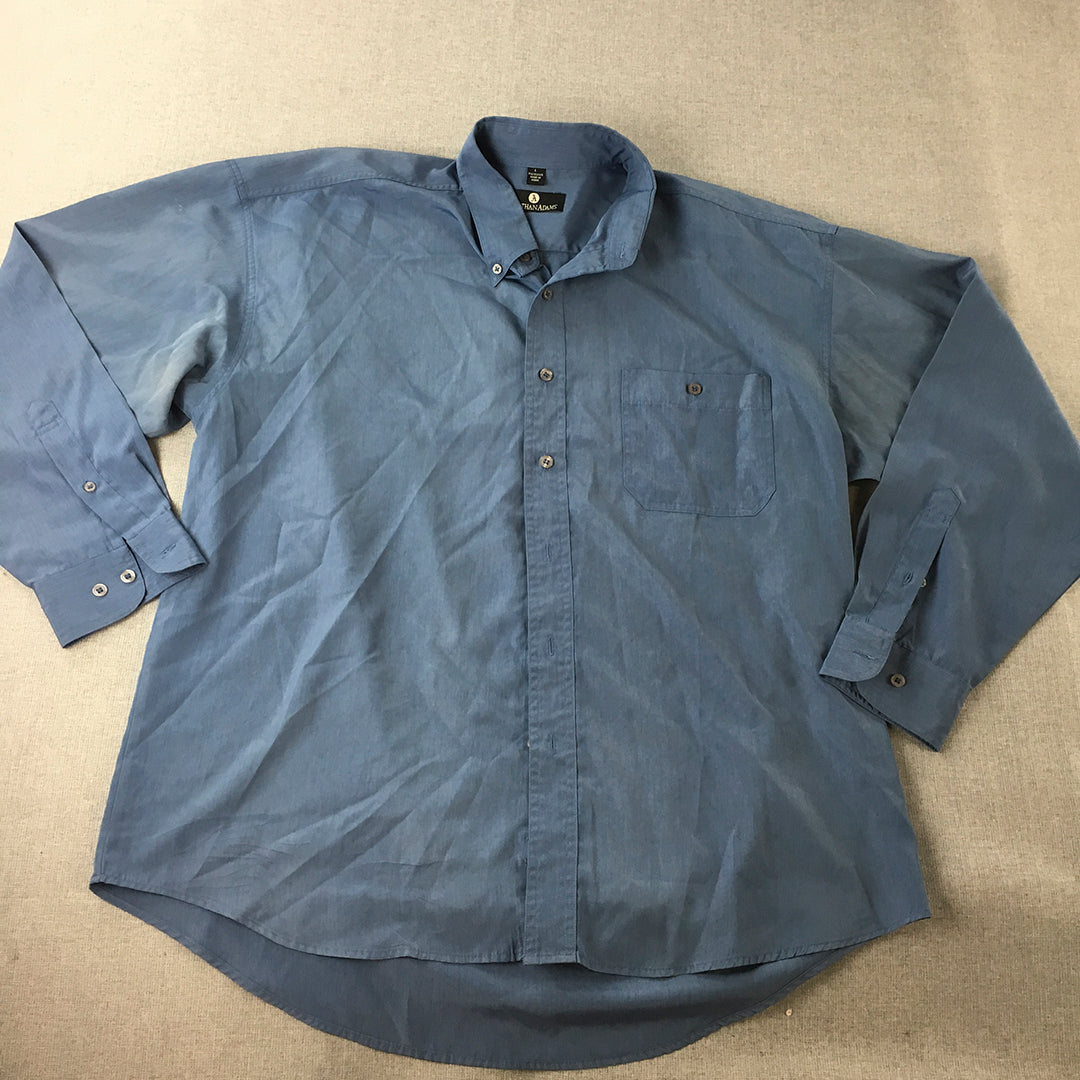 Jonathan Adams Mens Shirt Size L Blue Long Sleeve Button-Up Collared