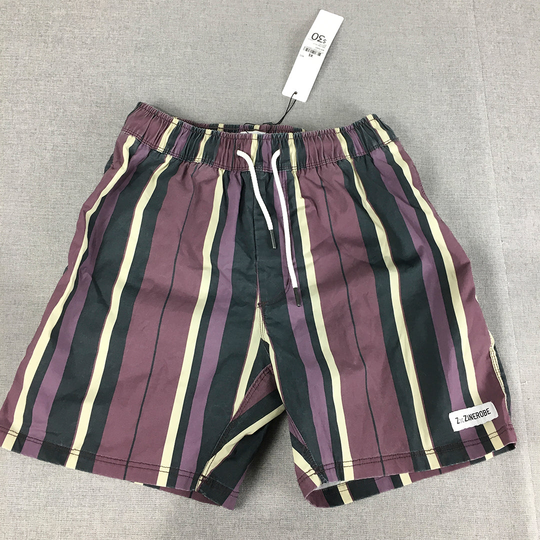 NEW Zanerobe Mens Shorts Size XS Purple Striped Drawstring Beach Casual