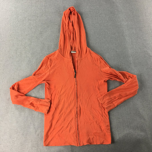 Esprit Womens Hoodie Jacket Size XS Orange Zip-Up Tracksuit Coat