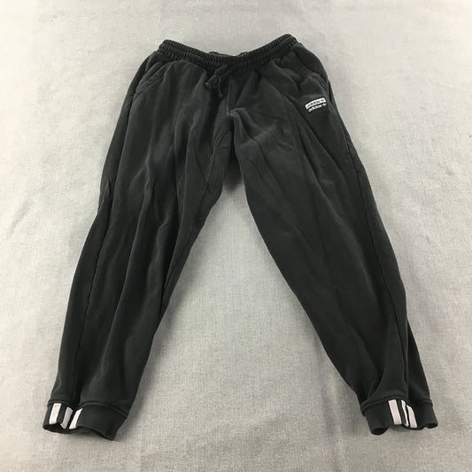 Adidas Womens Tracksuit Pants Size 12 Black Logo Drawstring Jogger