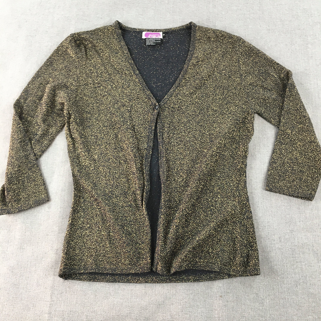 Vintage Grace Mars GM Womens Knit Cardigan Size S Gold Black