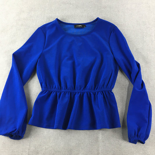 Valleygirl Womens Top Size L Blue Fit Flare Long Sleeve Blouse