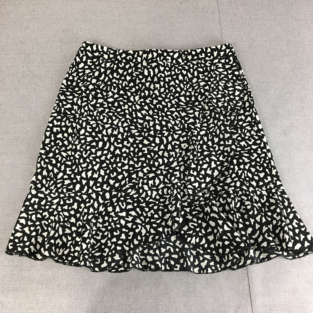 Atmos & Here Womens Mini Skirt Size 14 Black Dot A-Line