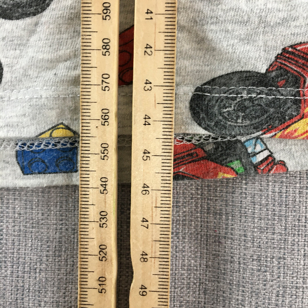 Lego Kids Boys T-Shirt Size 7 Grey Short Sleeve Brick Pattern Top