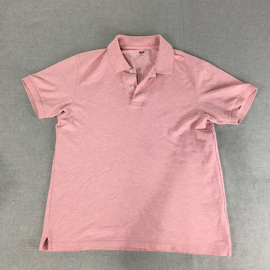 Uniqlo Mens Polo Shirt Size M Pink Collared Short Sleeve Rugby