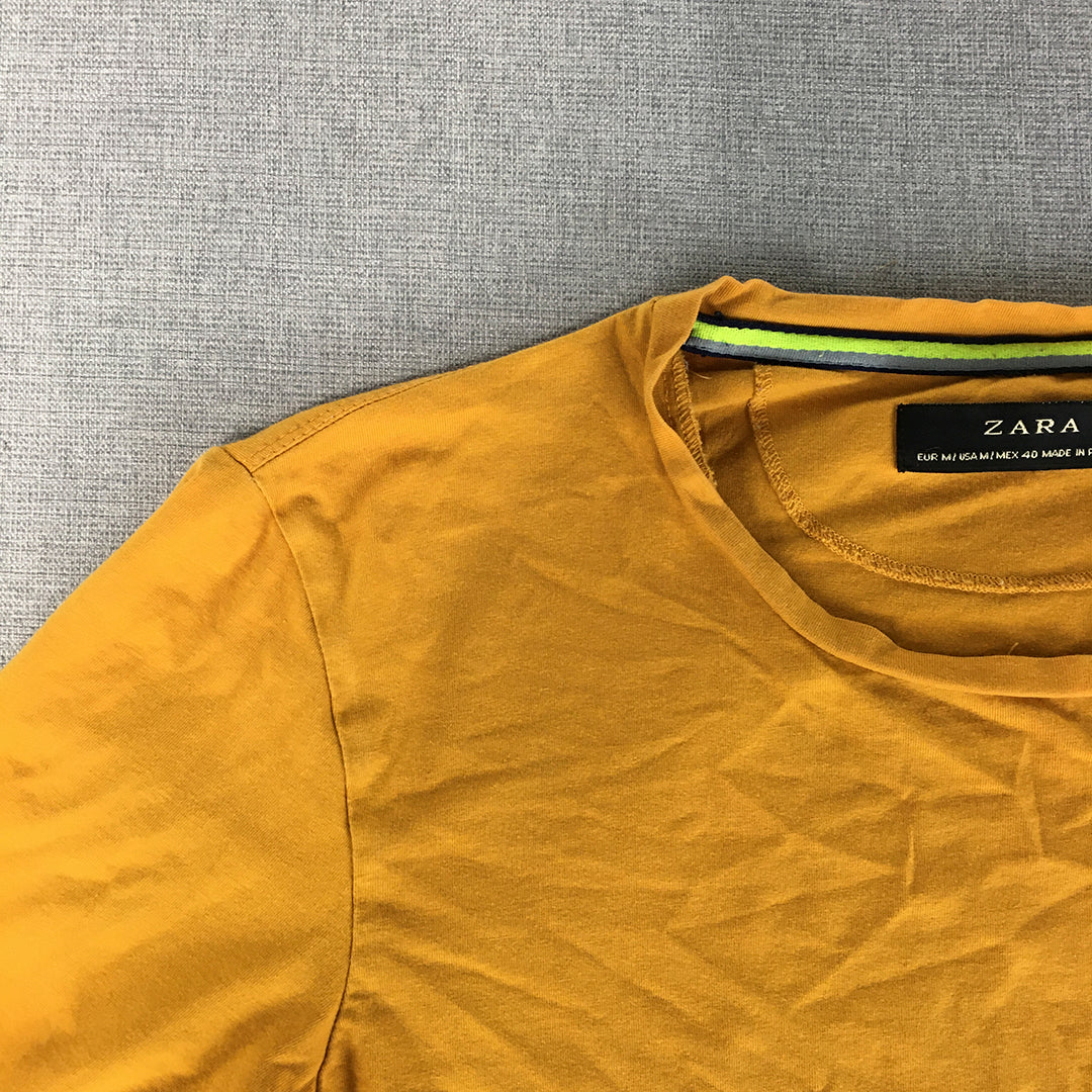 Zara Womens Shirt Size M Yellow Long Sleeve Crew Neck Pullover Shirt