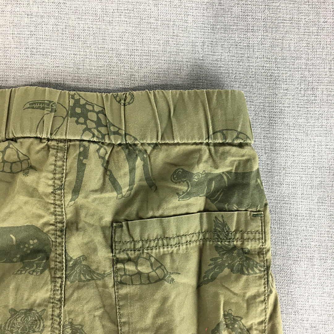 H&M Kids Boys Shorts Size 4 - 5 Years Green Animal Pattern Turtle Hippo Tiger