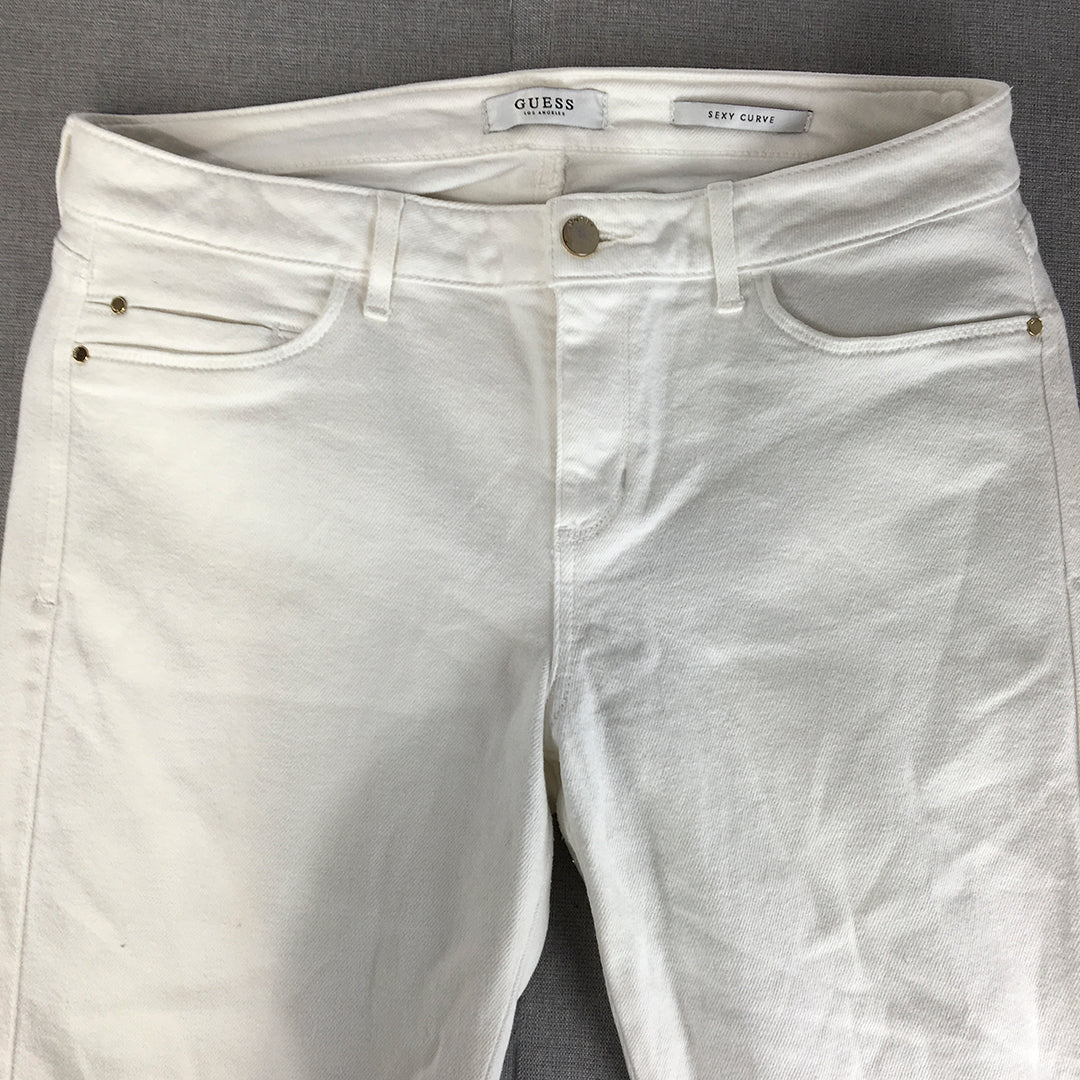 Guess Womens Jeans Size 31 White Skinny Curve Denim Stretch Crop