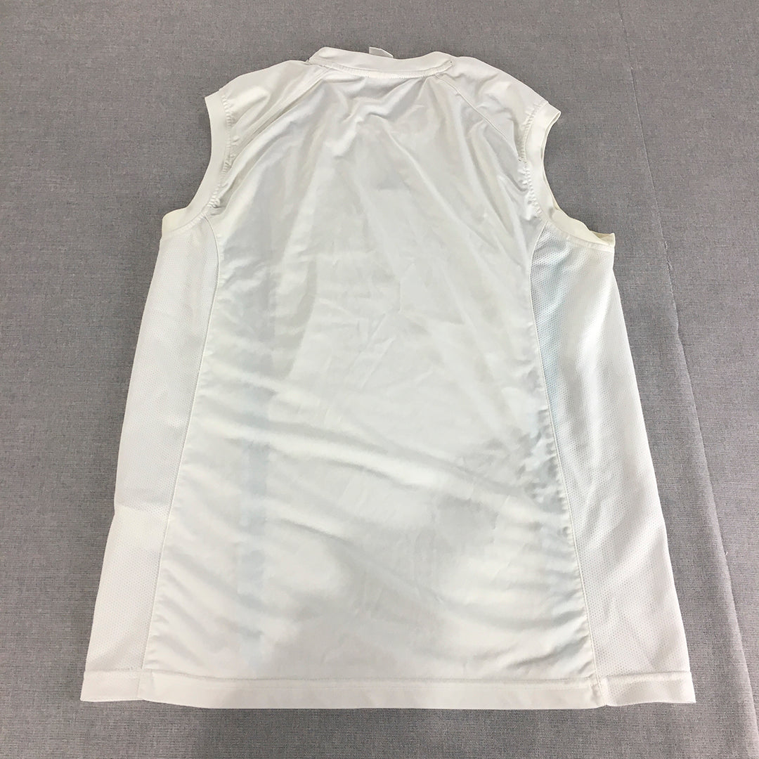 Adidas Mens Tank Top Size S White Embroidered Logo Sleeveless Shirt