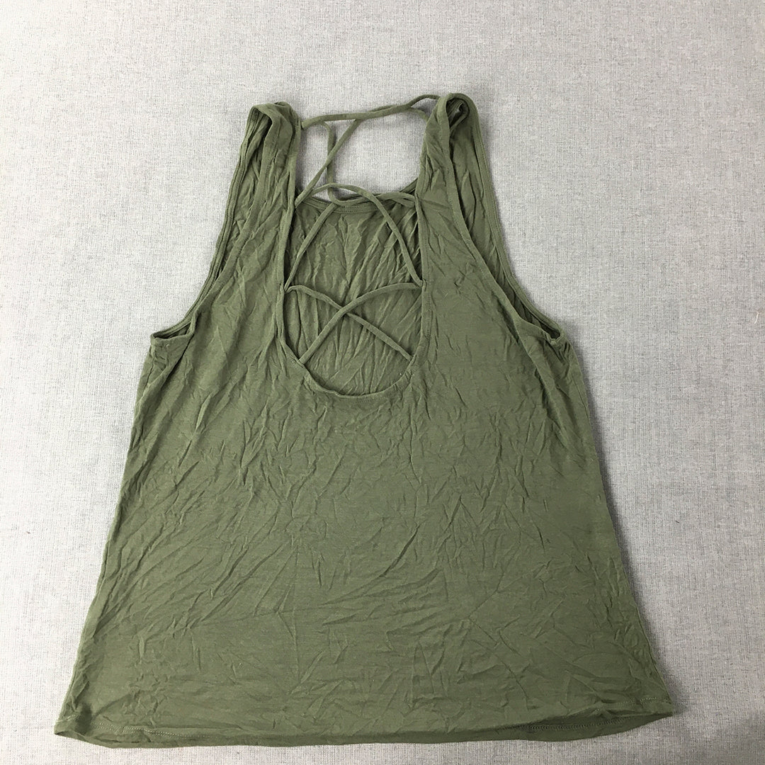 Rockwear Womens Tank Top Size 14 Khaki Green Sleeveless Shirt