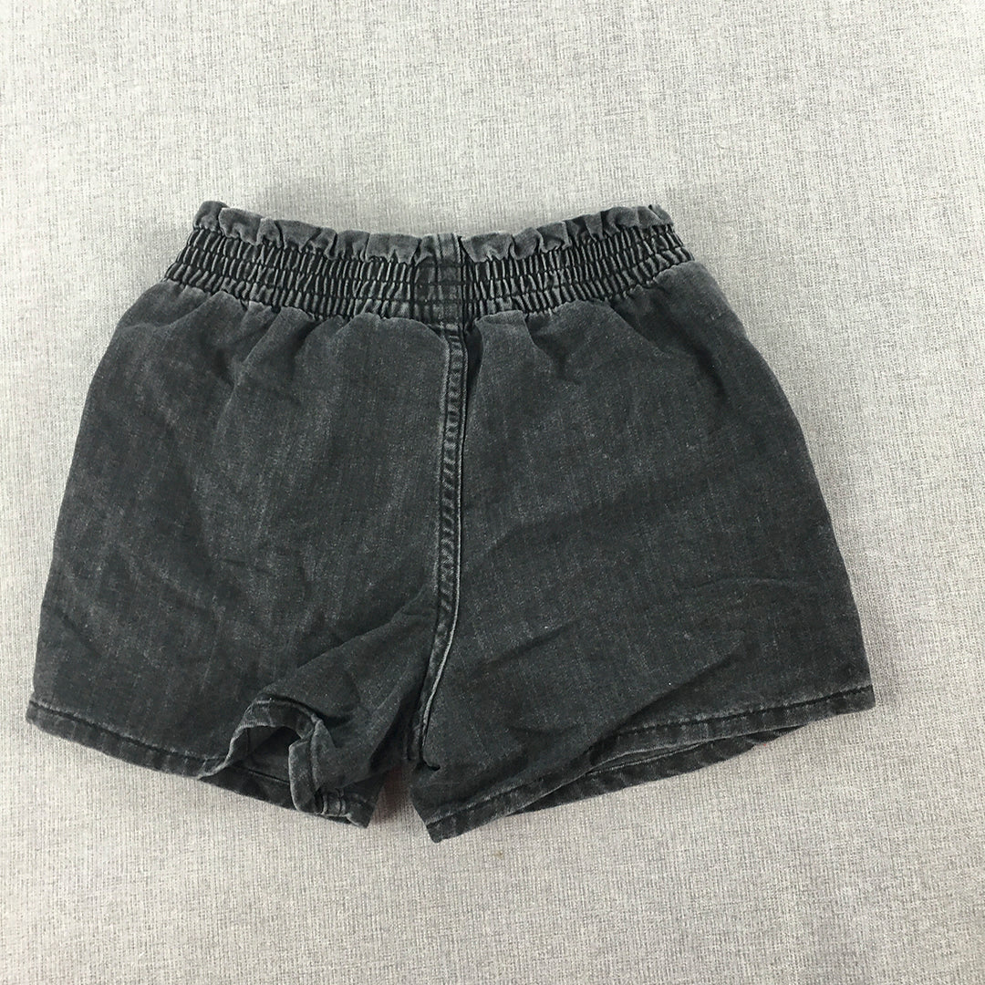 H&M Kids Denim Shorts Size 5 - 6 Years Black Stone Wash Elastic Waist