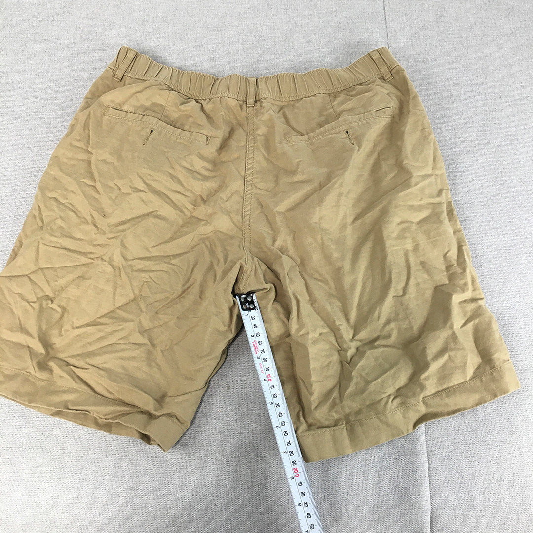 Uniqlo Mens Shorts Size M Brown Elastic Waist Pockets Chino