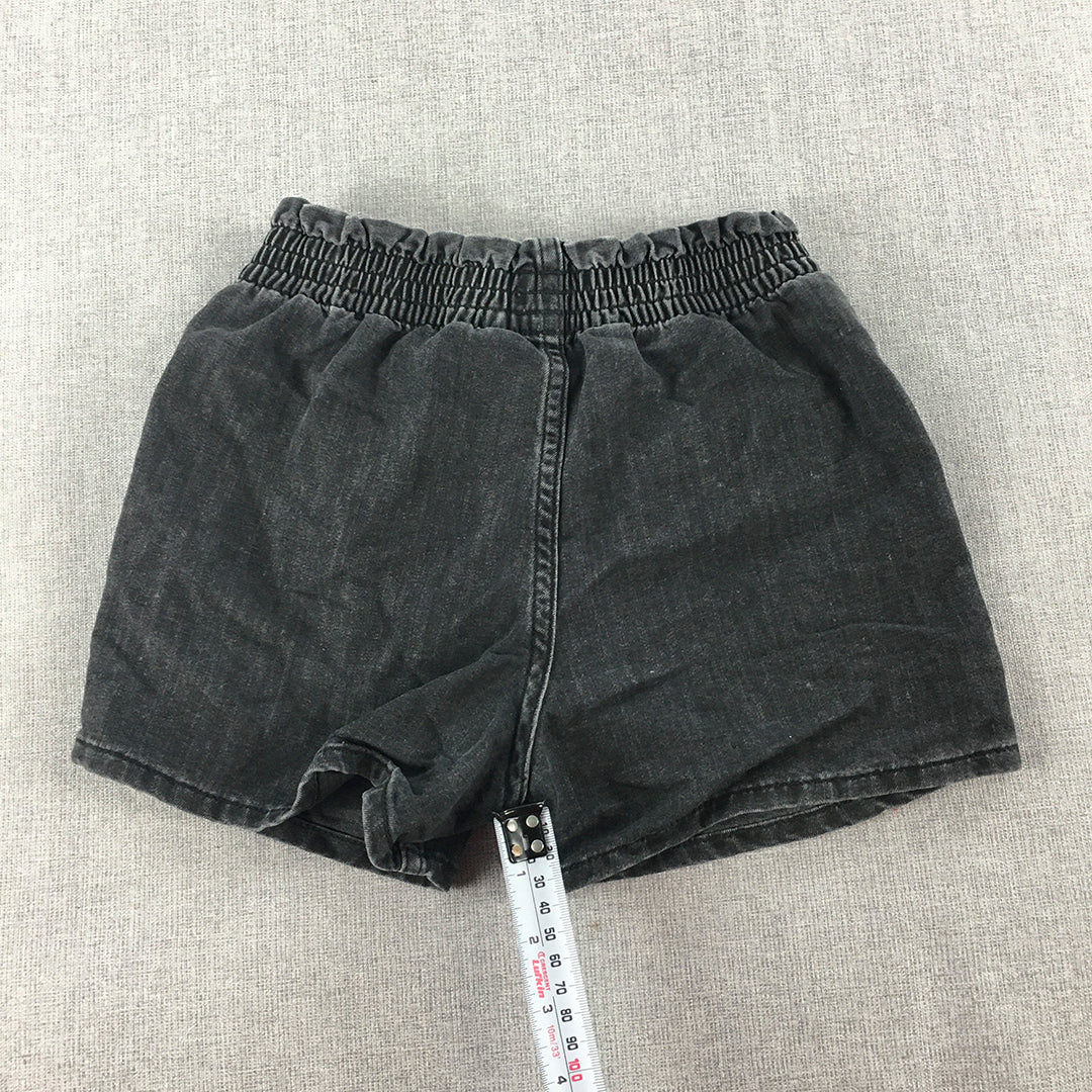 H&M Kids Denim Shorts Size 5 - 6 Years Black Stone Wash Elastic Waist