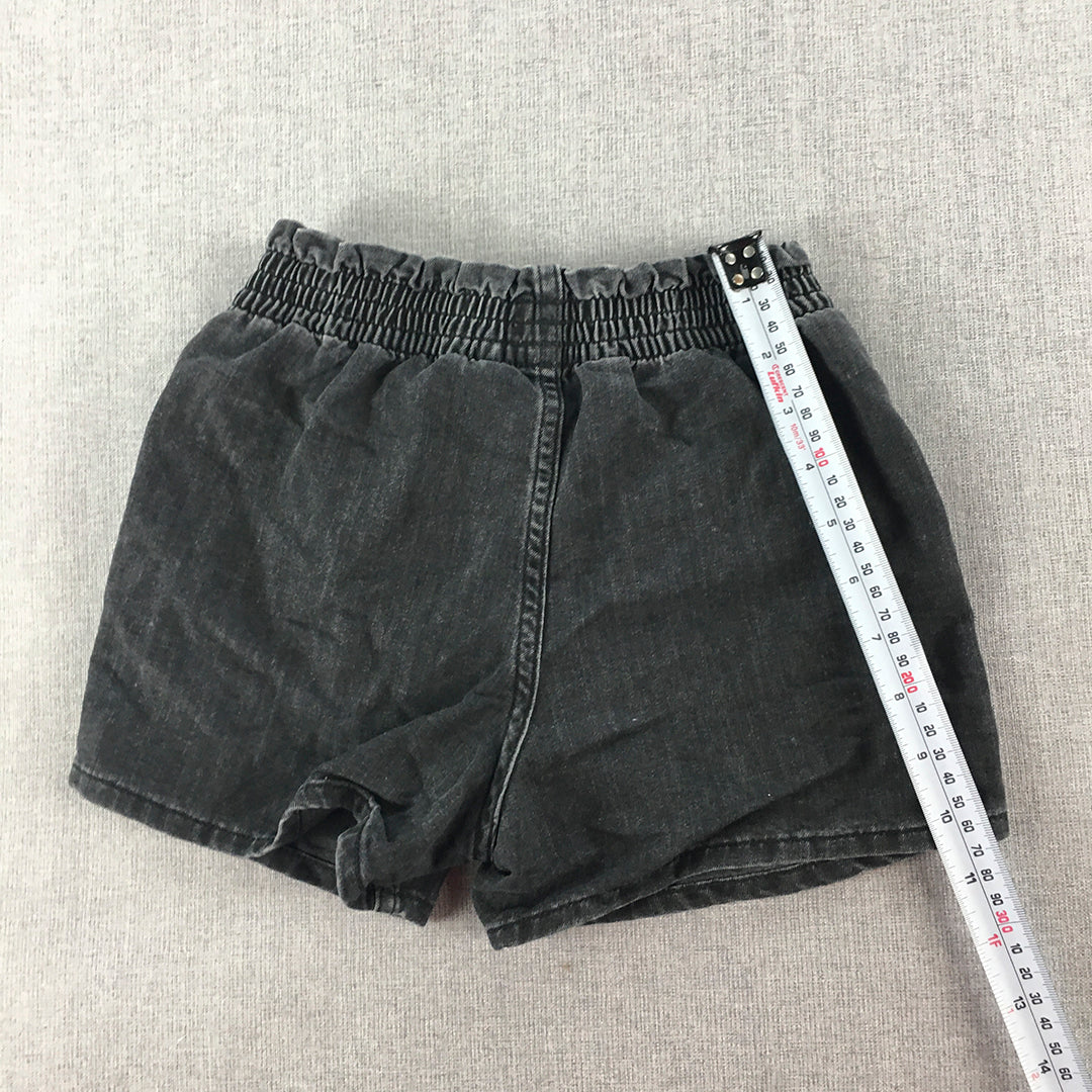 H&M Kids Denim Shorts Size 5 - 6 Years Black Stone Wash Elastic Waist