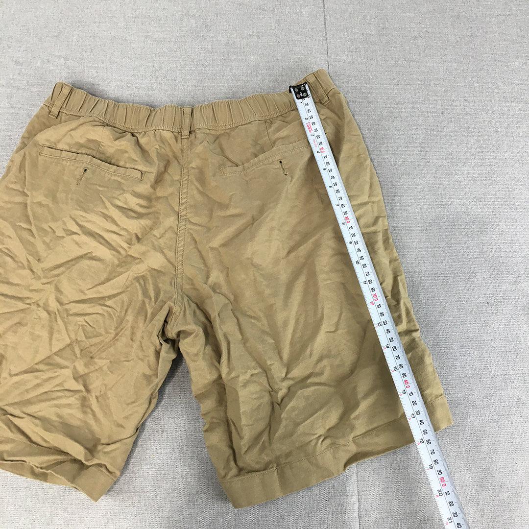 Uniqlo Mens Shorts Size M Brown Elastic Waist Pockets Chino