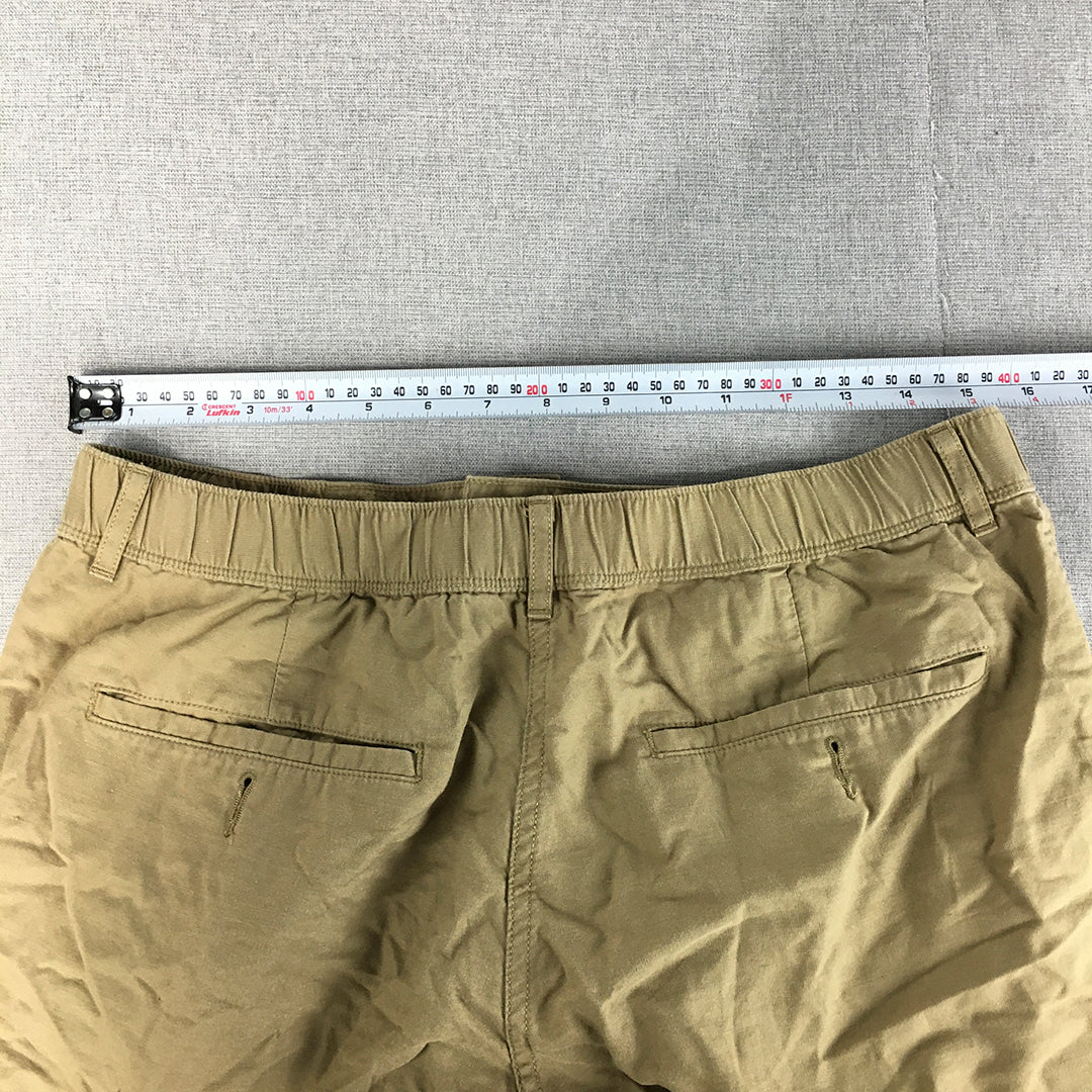 Uniqlo Mens Shorts Size M Brown Elastic Waist Pockets Chino