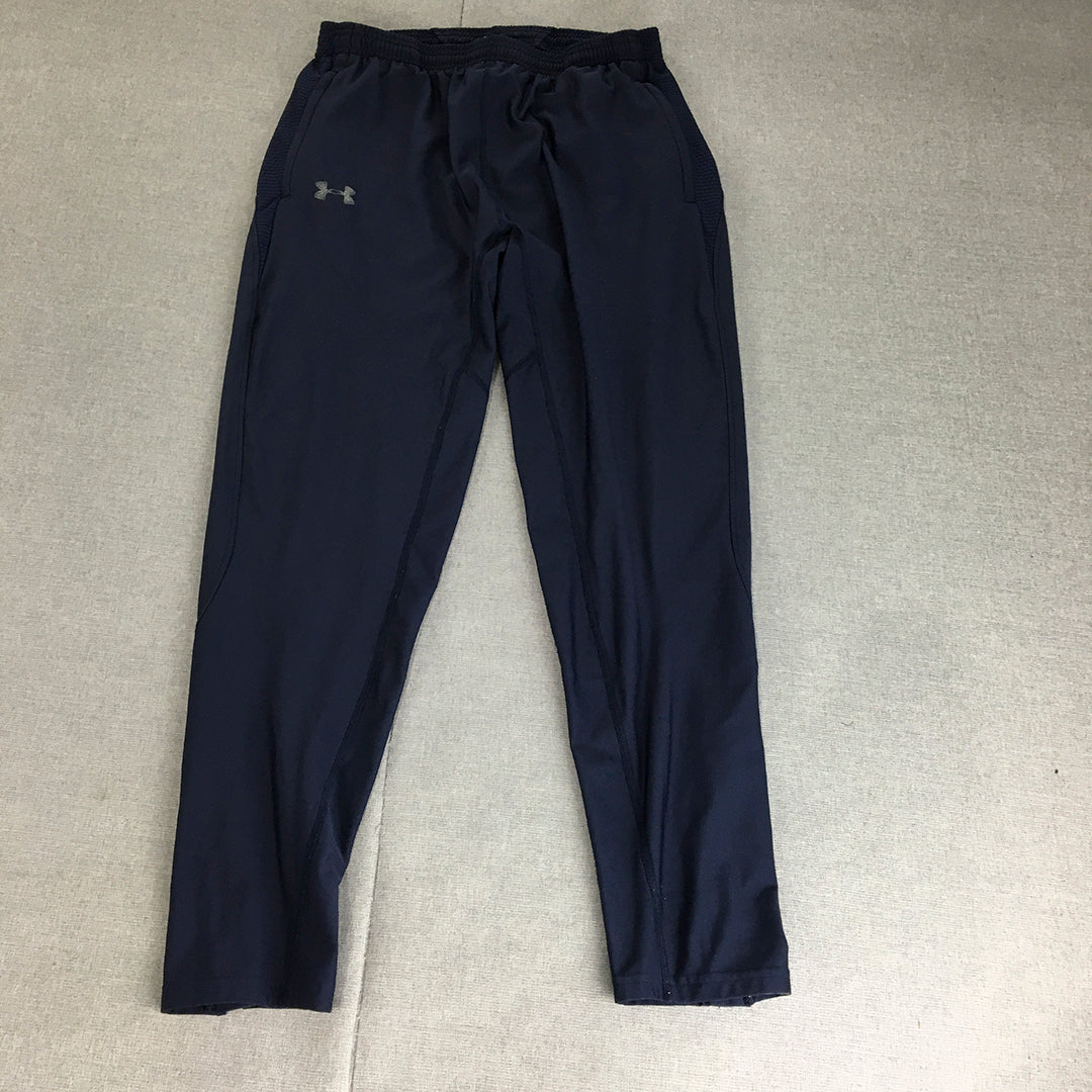 Under Armour Coldgear Mens Tracksuit Pants Size M Blue Logo Pockets Jogger