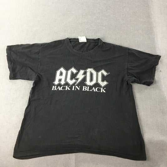 Vintage ACDC Back In Black Mens T-Shirt Size S Rock Band Short Sleeve Tee