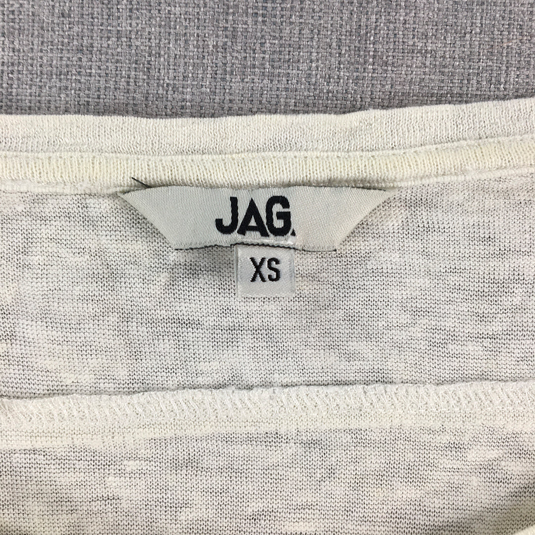 Jag Womens 100% Linen Top Size XS White Short Sleeve Shirt