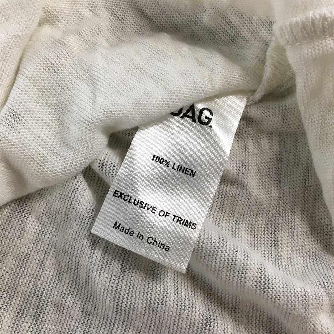 Jag Womens 100% Linen Top Size XS White Short Sleeve Shirt