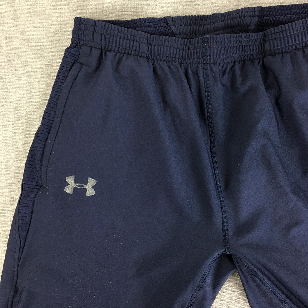 Under Armour Coldgear Mens Tracksuit Pants Size M Blue Logo Pockets Jogger