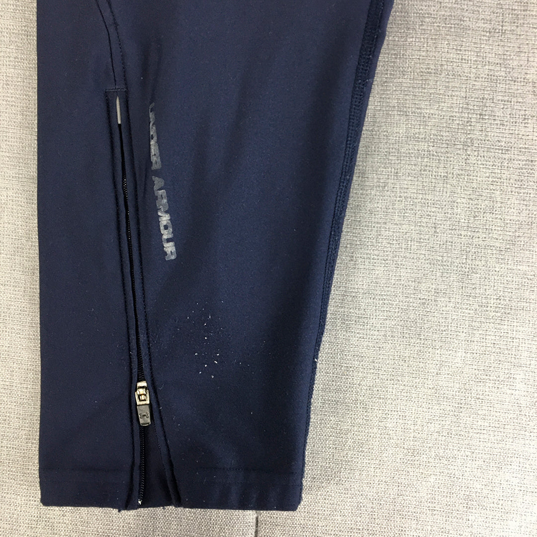 Under Armour Coldgear Mens Tracksuit Pants Size M Blue Logo Pockets Jogger