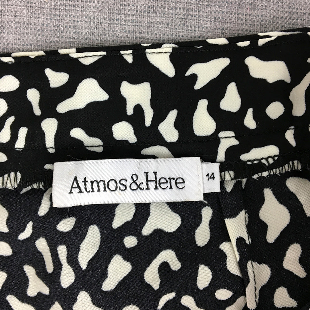 Atmos & Here Womens Mini Skirt Size 14 Black Dot A-Line