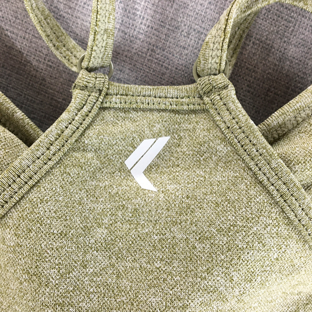 Oner Active Womens Cropped Top Size S Khaki Green Sports Bra