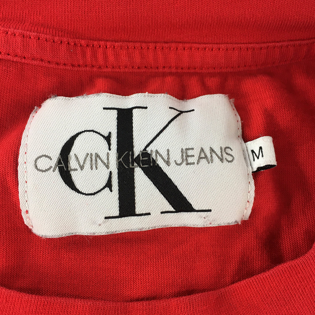 Calvin Klein Womens T-Shirt Size M Red Big Logo Short Sleeve Top