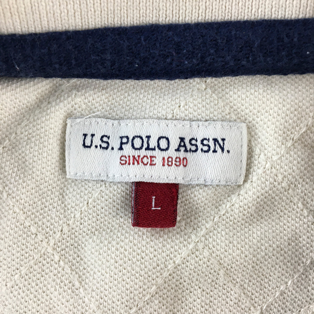 U.S. Polo Assn Kids Boys Shirt Youth Size L (10 - 12 Years) White Striped Rugby