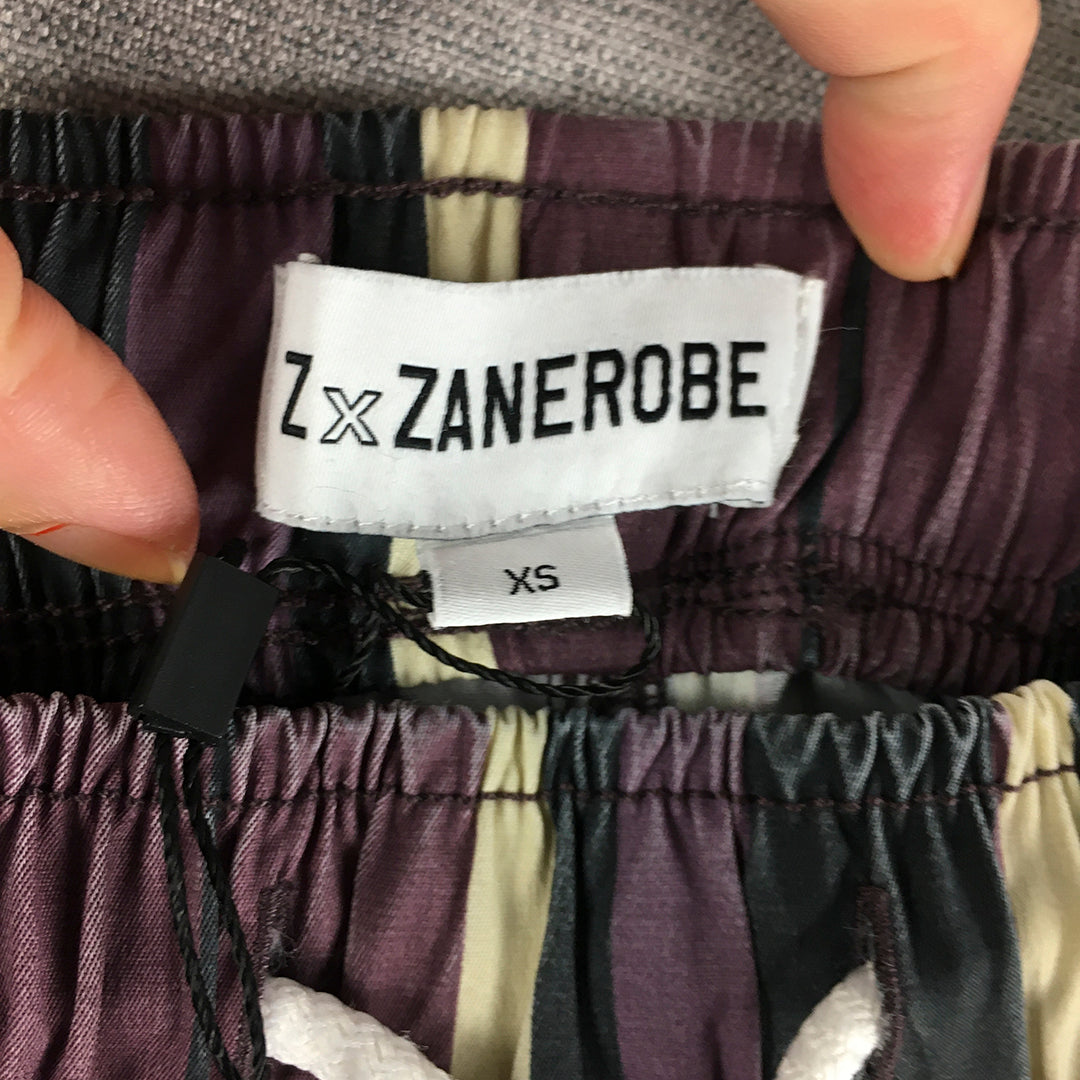 NEW Zanerobe Mens Shorts Size XS Purple Striped Drawstring Beach Casual