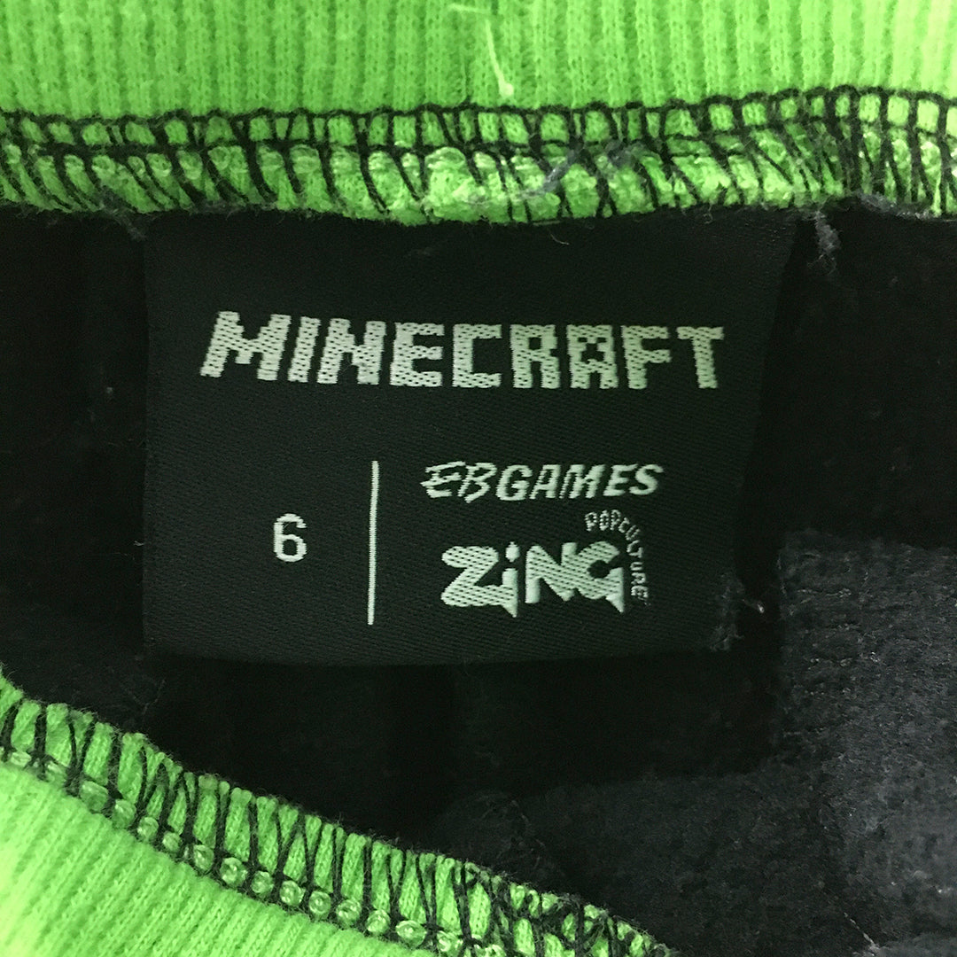 Minecraft Kids Boys Jogger Pants Size 6 Black Green Creeper Drawstring