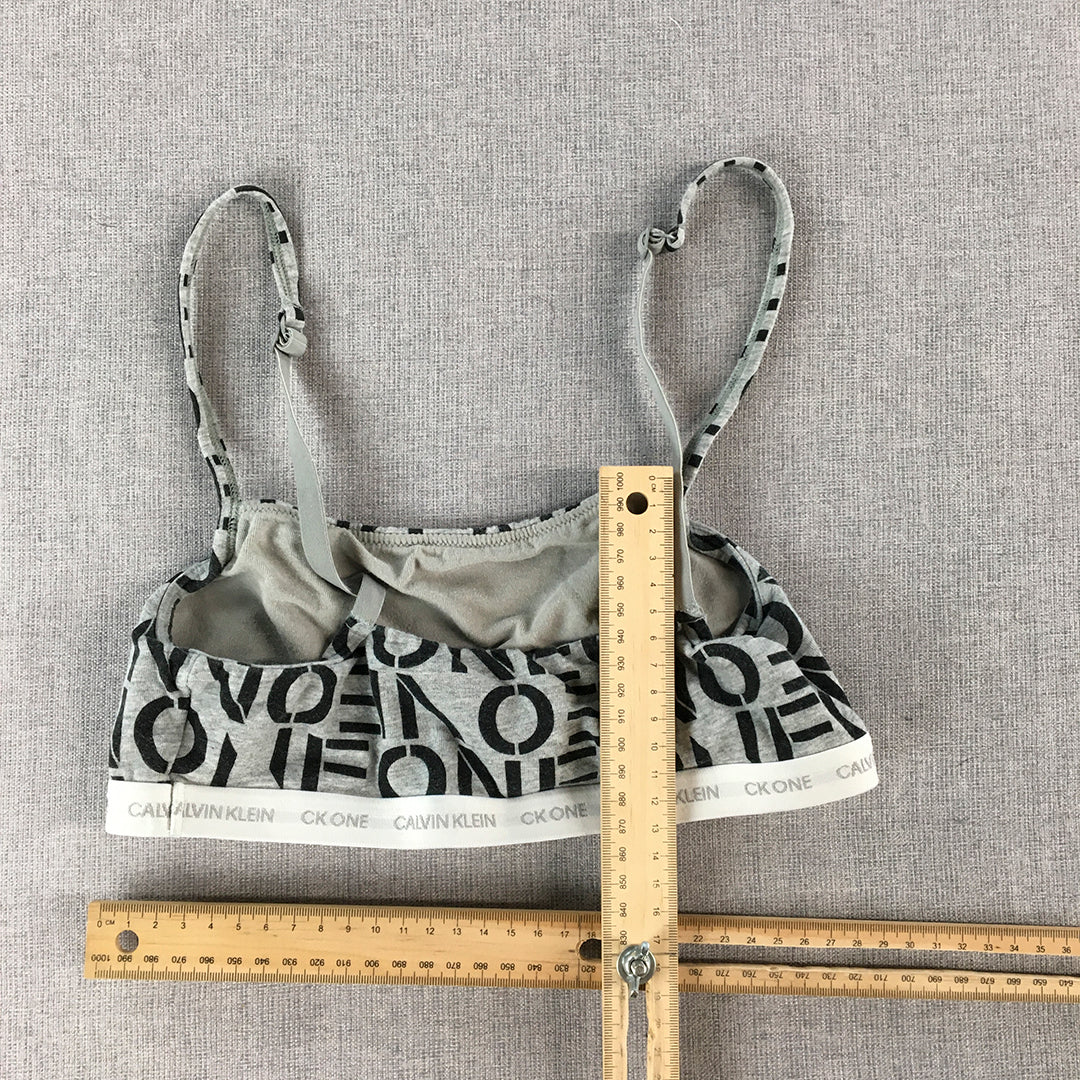 Calvin Klein Womens Cropped Top Size S Grey Logo Bralette