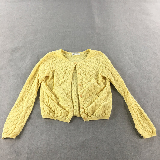 H&M Kids Girls Cardigan Size 7 - 8 Years Yellow Button Knit