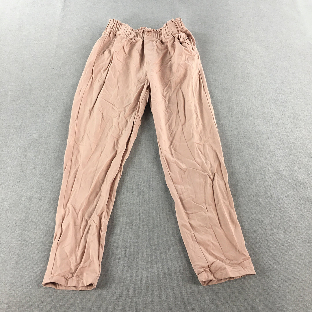 H&M Kids Girls Pants Size 9 - 10 Years Pink Elastic Waist Pockets