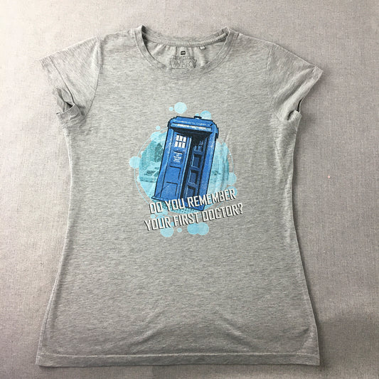 Doctor Who Womens T-Shirt Size M Grey Tardis Short Sleeve Top