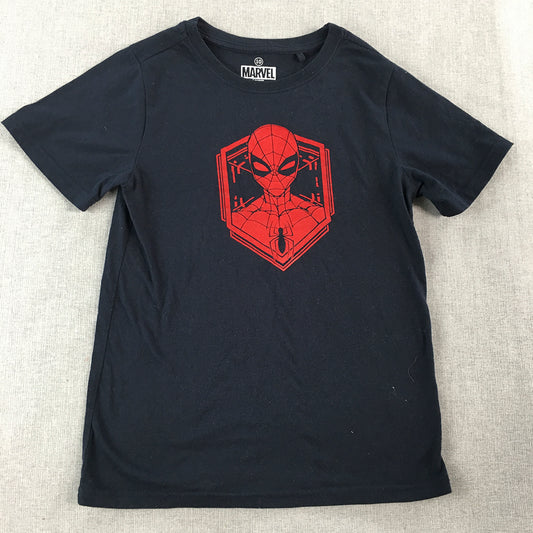 Marvel Spider-Man Kids Boys T-Shirt Size 10 Navy Blue Red Short Sleeve Top