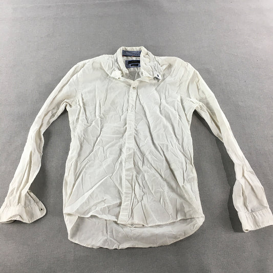 Zara Mens Shirt Size L Slim Fit White Long Sleeve Button-Up Collared