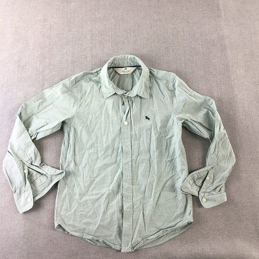 H&M Kids Boys Shirt Size 7 - 8 Years Blue Long Sleeve Button-Up Collared