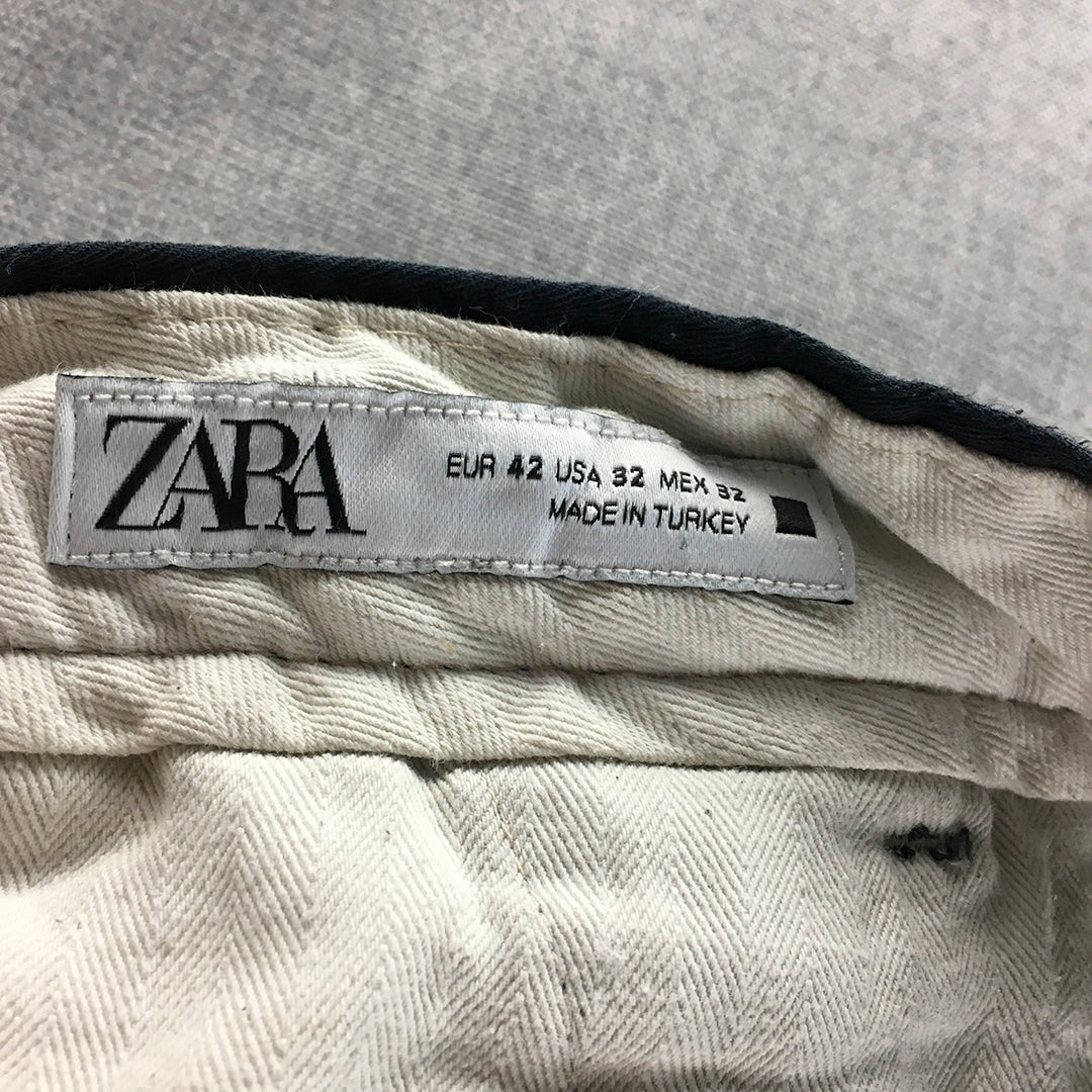 Zara Mens Chino Pants Size 32 Black Pockets